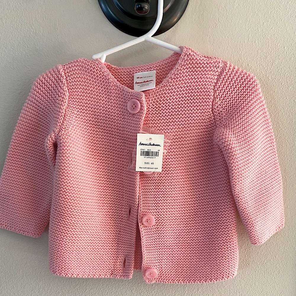Pink button-up knit sweater/cardigan